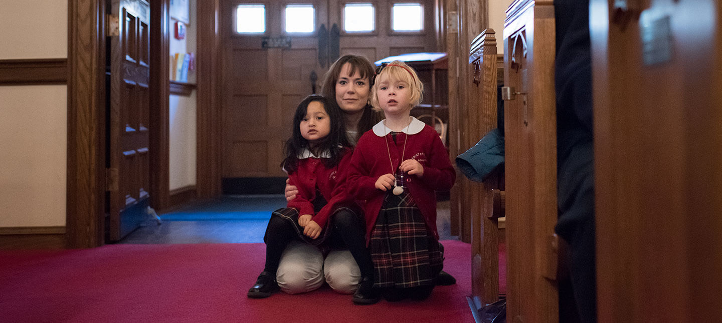 Family at Christ Episcopal School Service