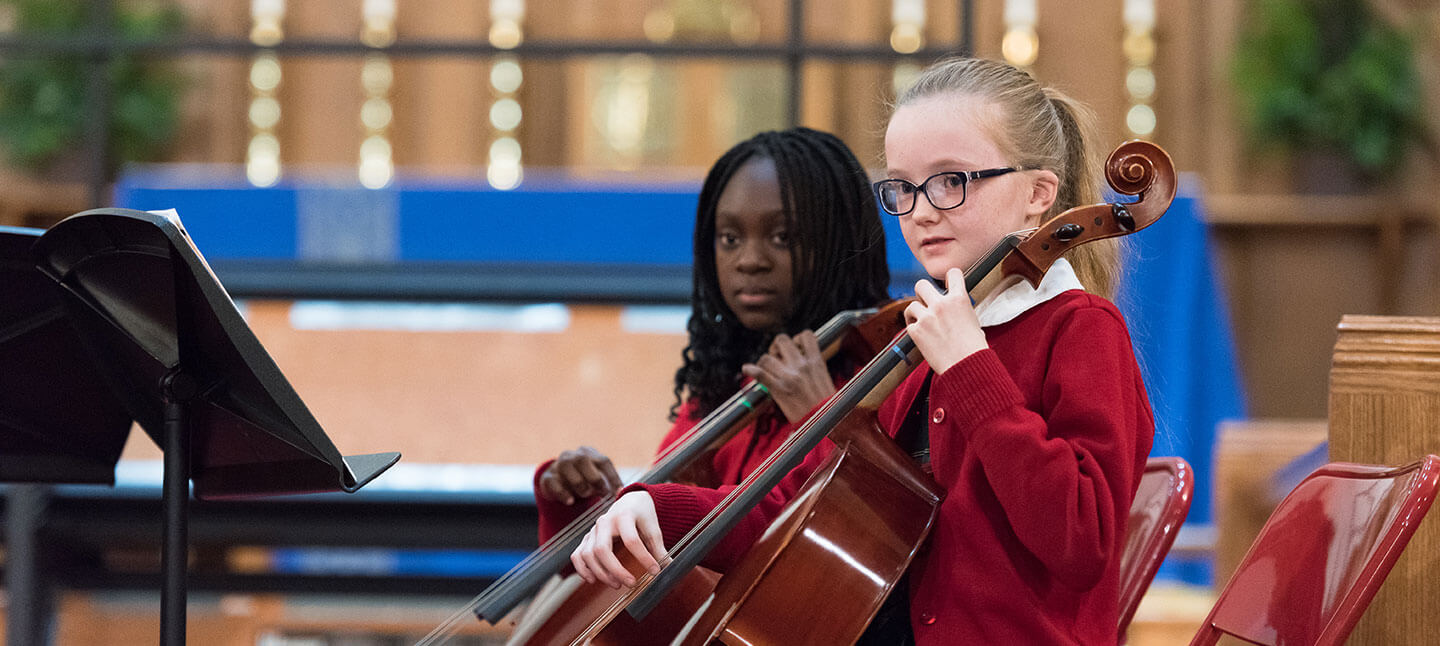 Students at Christ Episcopal School playing instruments